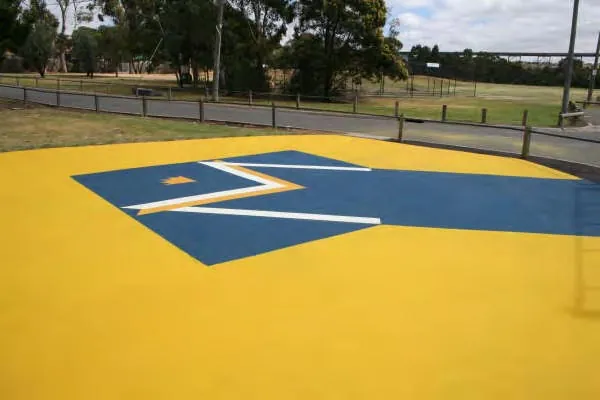 Coloured court surfacing with logo